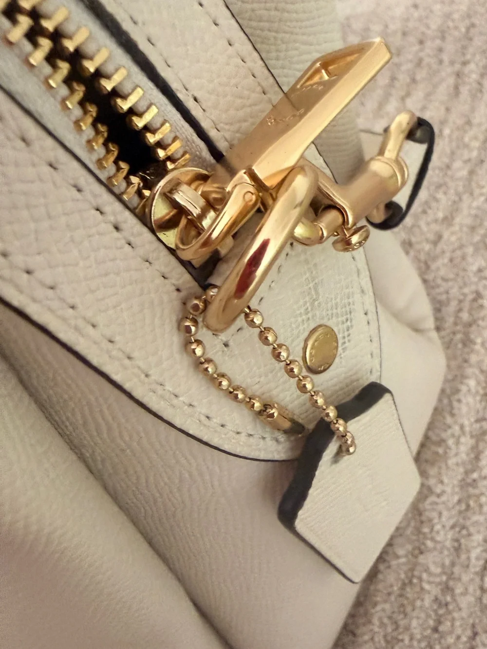Coach Chalk Pebble Leather Dome Satchel with Gold Hardware